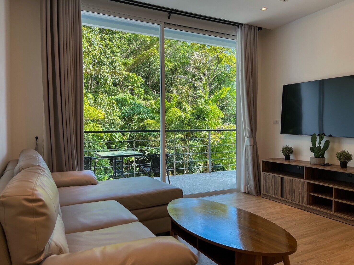 Deluxe appartement, 1 slaapkamer, terras, uitzicht op bergen | Woonruimte | Televisie en een dvd-speler