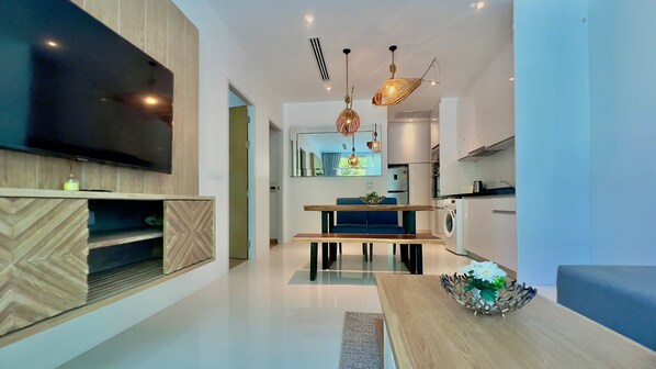 Luxury Condo, 2 Bedrooms, Pool Access | Living area - Grand Kamala Falls (Kamala)