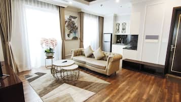 Premium Apartment, 2 Bedrooms | Living area | 40-inch Smart TV with digital channels, TV