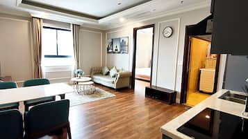 Deluxe Apartment, 1 Bedroom | Minibar, desk, soundproofing, iron/ironing board