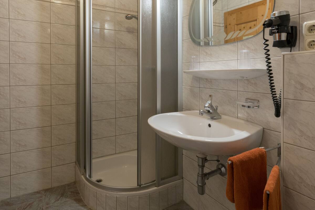 single room | bathroom | hair dryer, towels