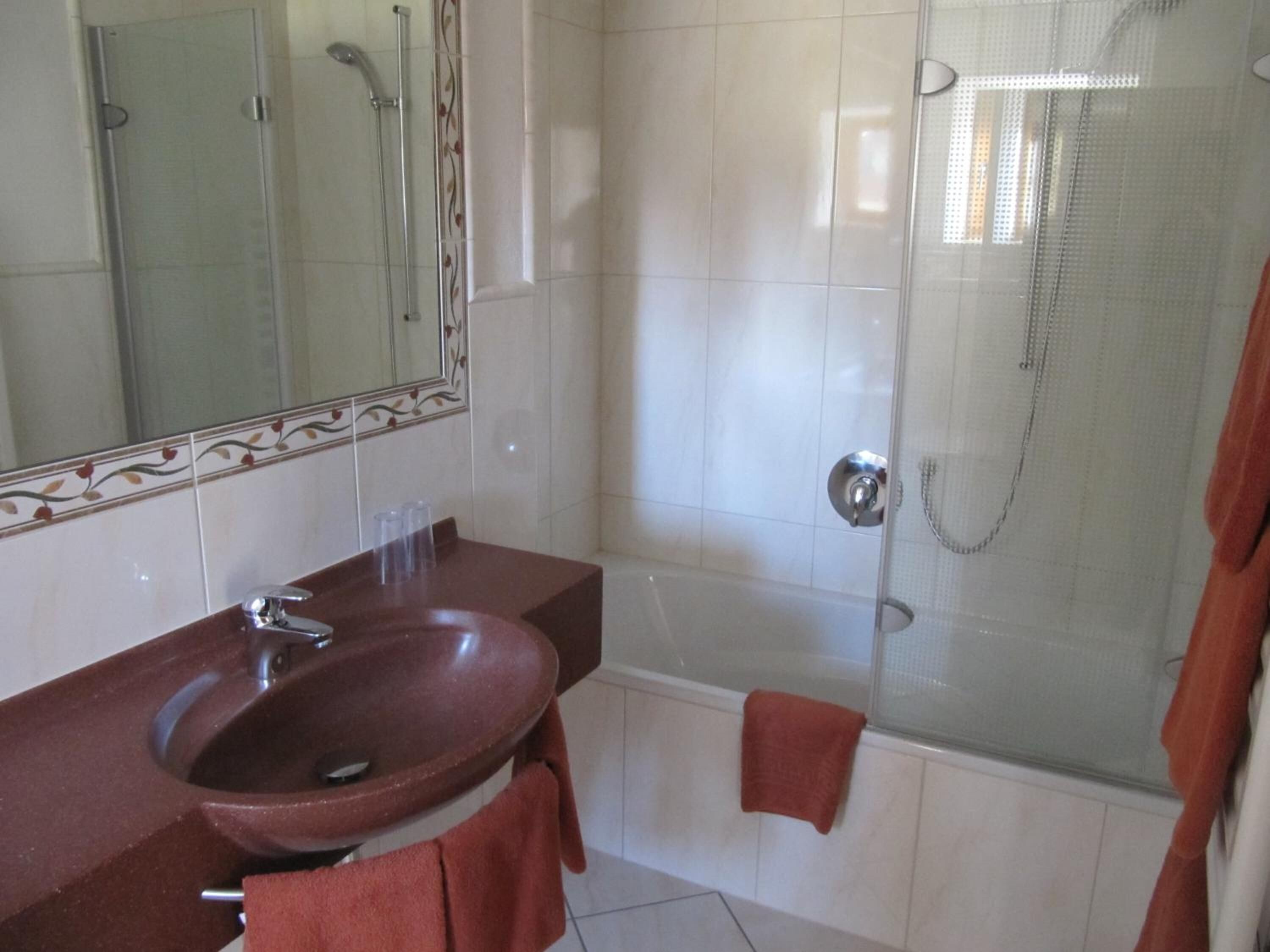 double room | bathroom | hair dryer, towels