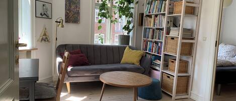 TV connectée, livres, chaîne hi-fi