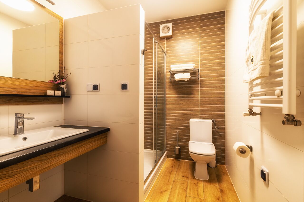 superior apartment | bathroom | shower, rainfall showerhead, free toiletries, hair dryer
