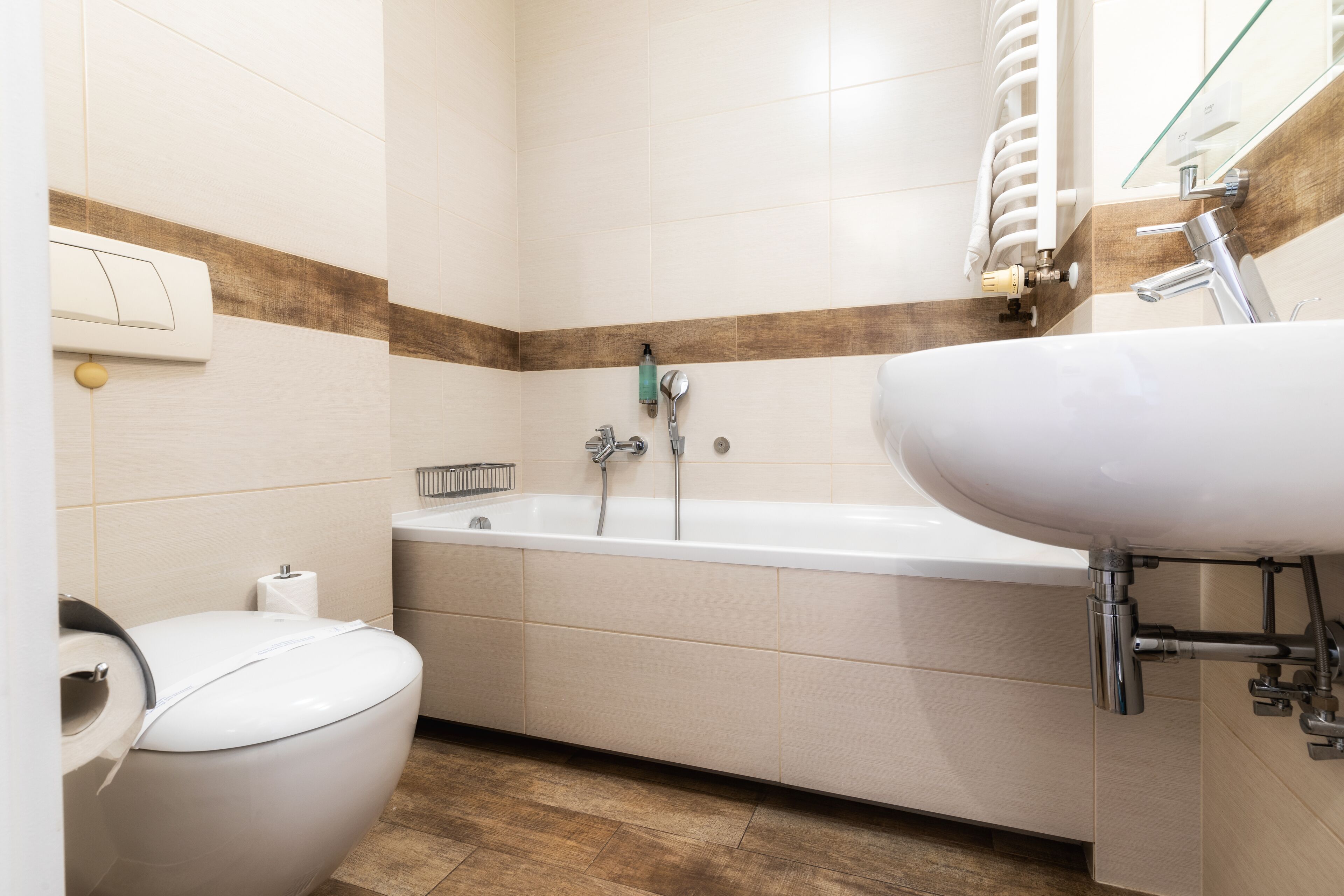 double or twin room | bathroom | shower, rainfall showerhead, free toiletries, hair dryer