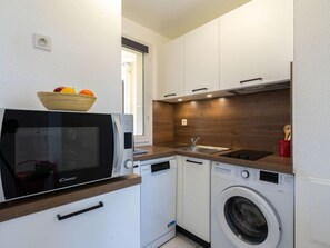 Fridge, microwave, dishwasher, high chair