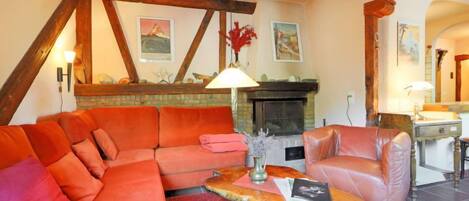 Fernseher, Kamin, DVD-Player