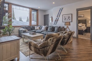 TV, fireplace, video-game console