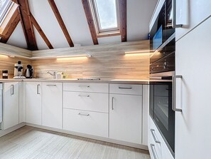 Fridge, microwave, oven, dishwasher