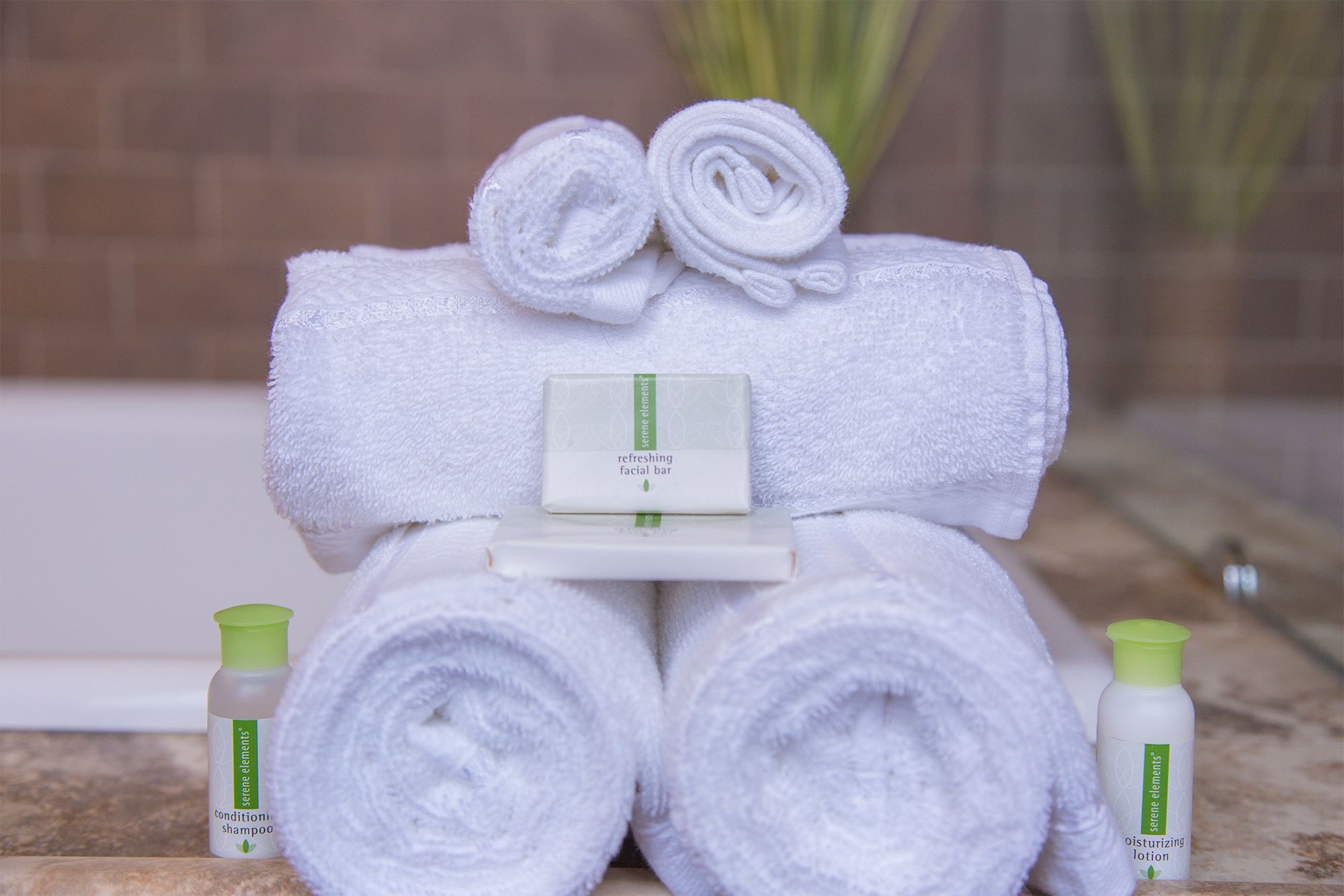 luxury studio suite (213) | bathroom amenities | shower, designer toiletries, hair dryer, towels