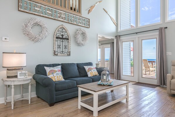 House, 3 Bedrooms | Living room | TV, fireplace - Beach-n-it by Vacasa (Gulf Shores)