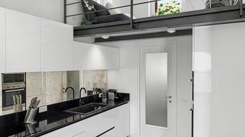 Kühlschrank, Mikrowelle, Ofen, Herdplatte