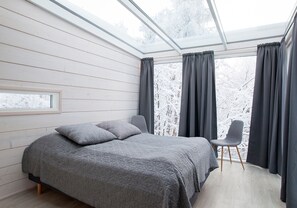 Chalet Confort, 2 lits une place, vue baie, sur l'eau | Literie de qualité supérieure, bureau, rideaux occultants