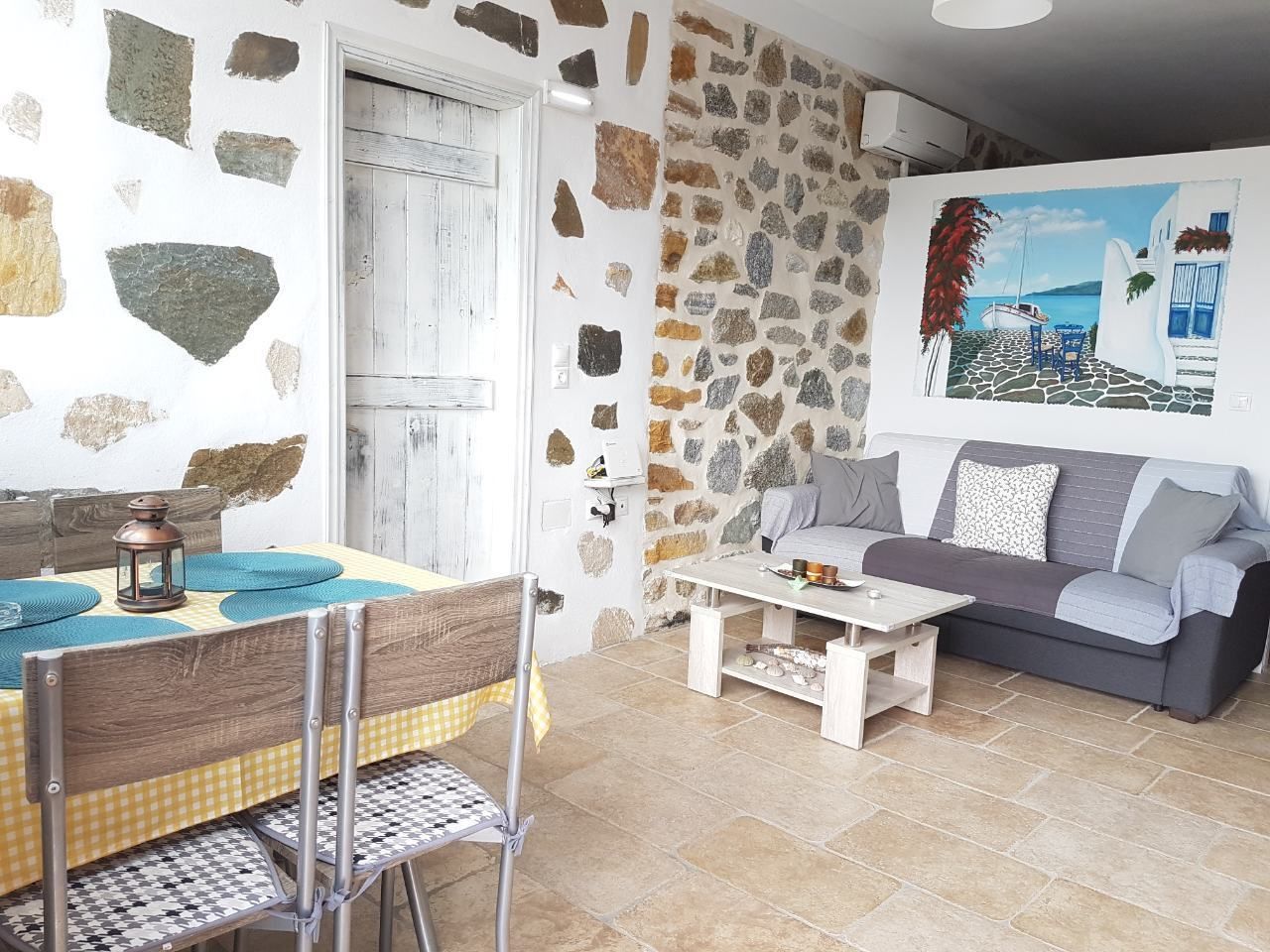 House, 1 Bedroom (Ariadni) | Living area | 32-inch flat-screen TV with cable channels, TV