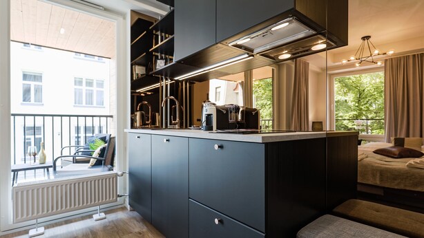 Luxury studio with Sunny balcony | Private kitchenette | Coffee/tea maker, fridge, stovetop, electric kettle - Estonishing Stay (Tallinn)