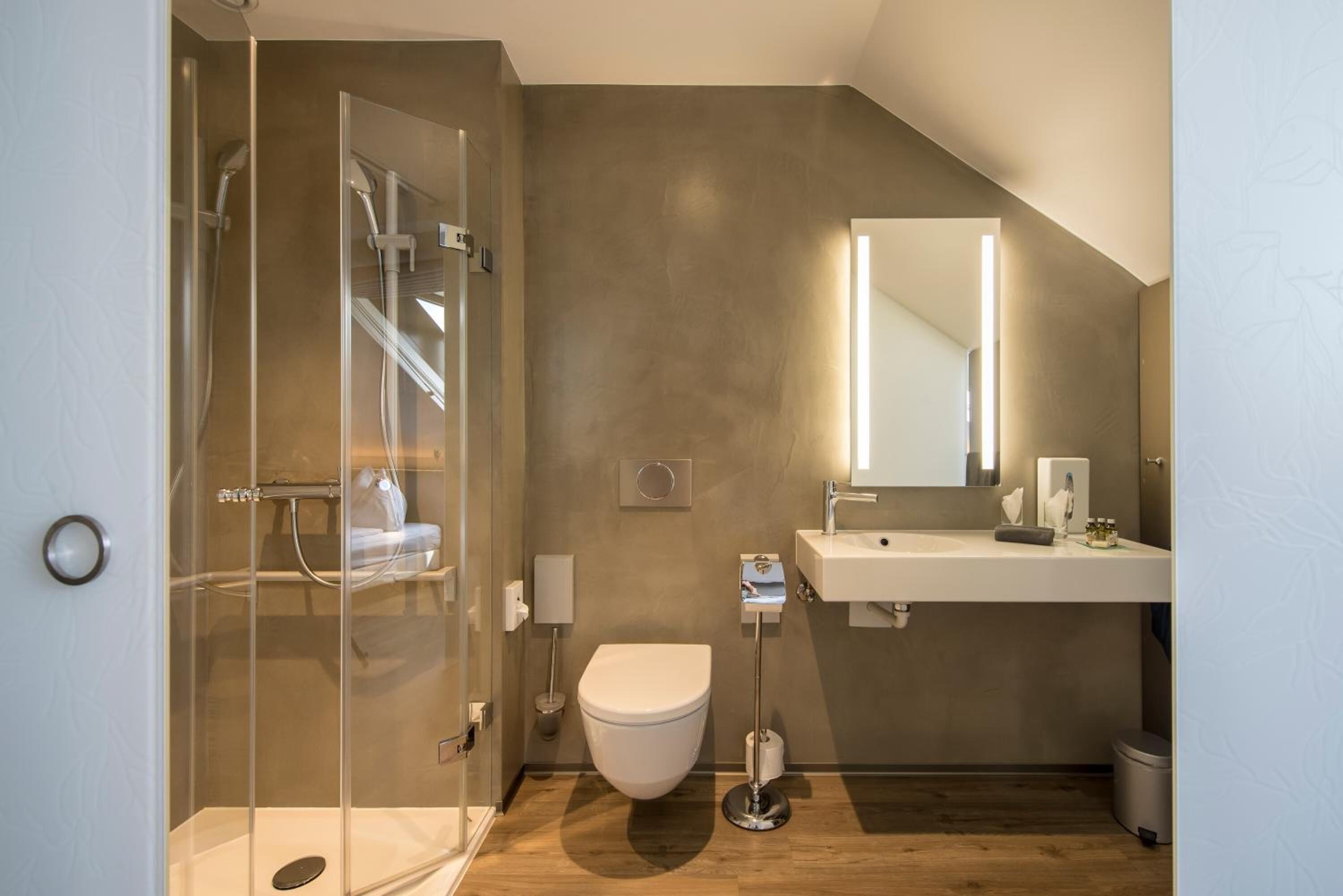 free toiletries, hair dryer, slippers, towels