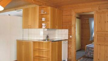 Fridge, microwave, dishwasher, cookware/dishes/utensils