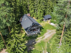 A cabin surrounded by dense forest, with a clear sky above. - Passimökki by Interhome (Punkalaidun)