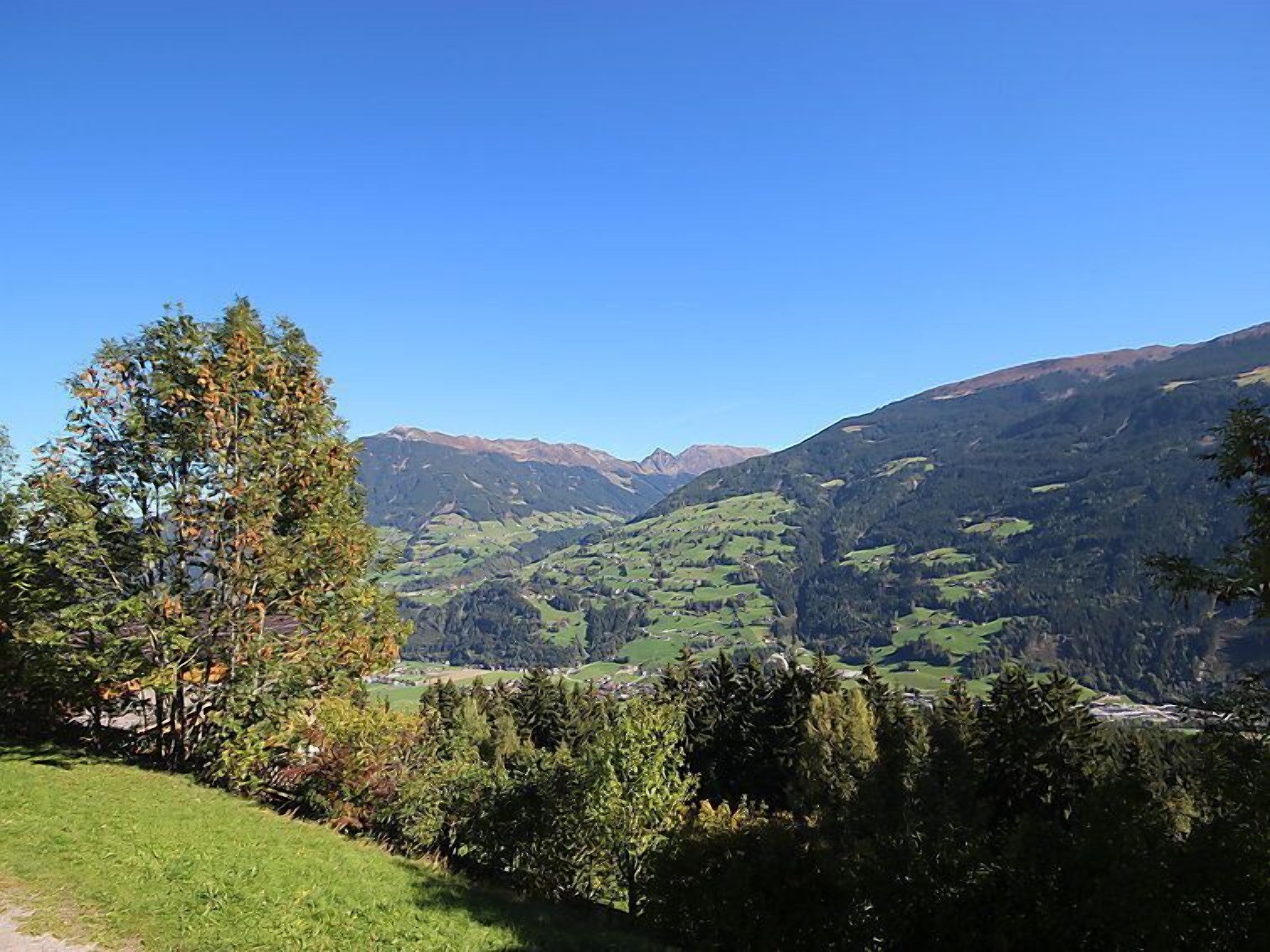 A mountainous landscape with a clear sky.