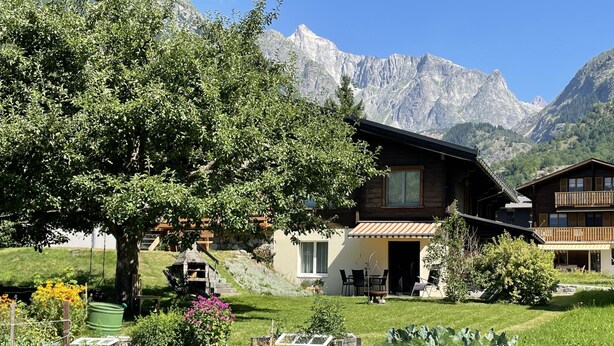 A chalet with a garden, a barbecue area, and a mountain view. - Sweda EG Süd by Interhome (Fiesch)
