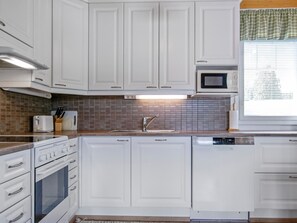 Fridge, microwave, oven, dishwasher