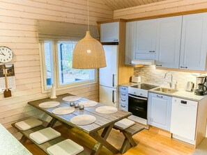 Fridge, microwave, dishwasher, highchair