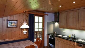 Fridge, microwave, dishwasher, cookware/dishes/utensils