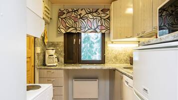 Fridge, microwave, dishwasher, high chair