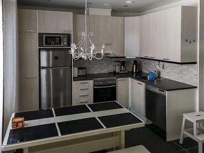 Fridge, microwave, oven, dishwasher