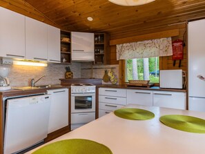 Fridge, microwave, dishwasher, high chair