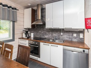 Fridge, microwave, dishwasher, high chair