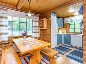 Fridge, microwave, dishwasher, high chair