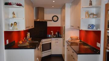 Fridge, dishwasher, cookware/dishes/utensils