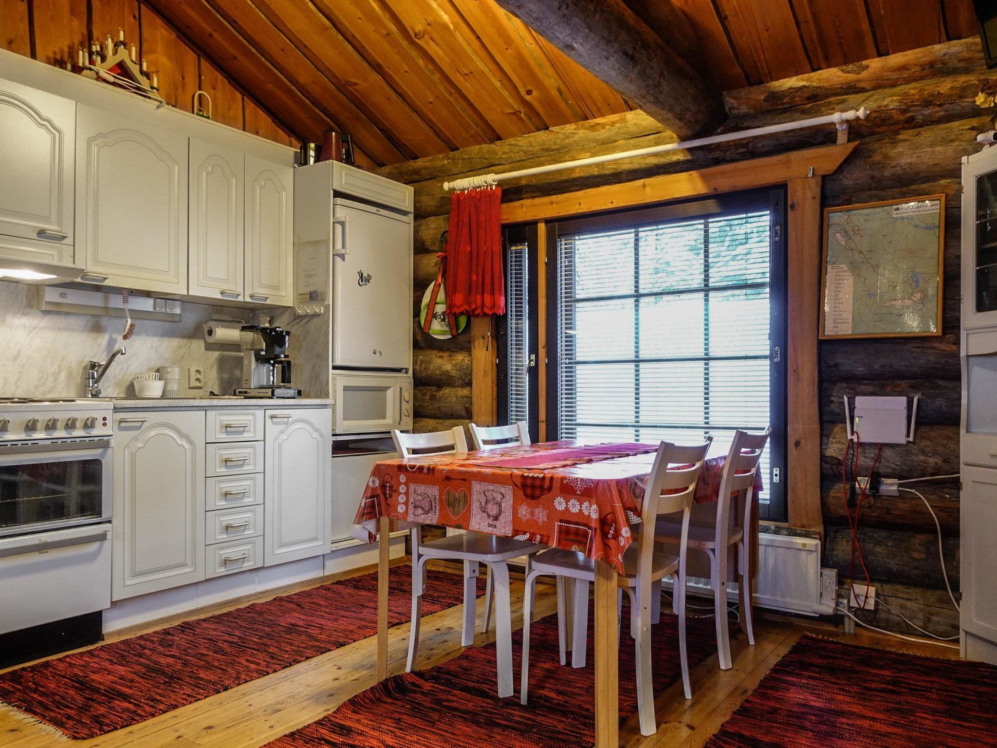 Fridge, microwave, dishwasher, cookware/dishes/utensils