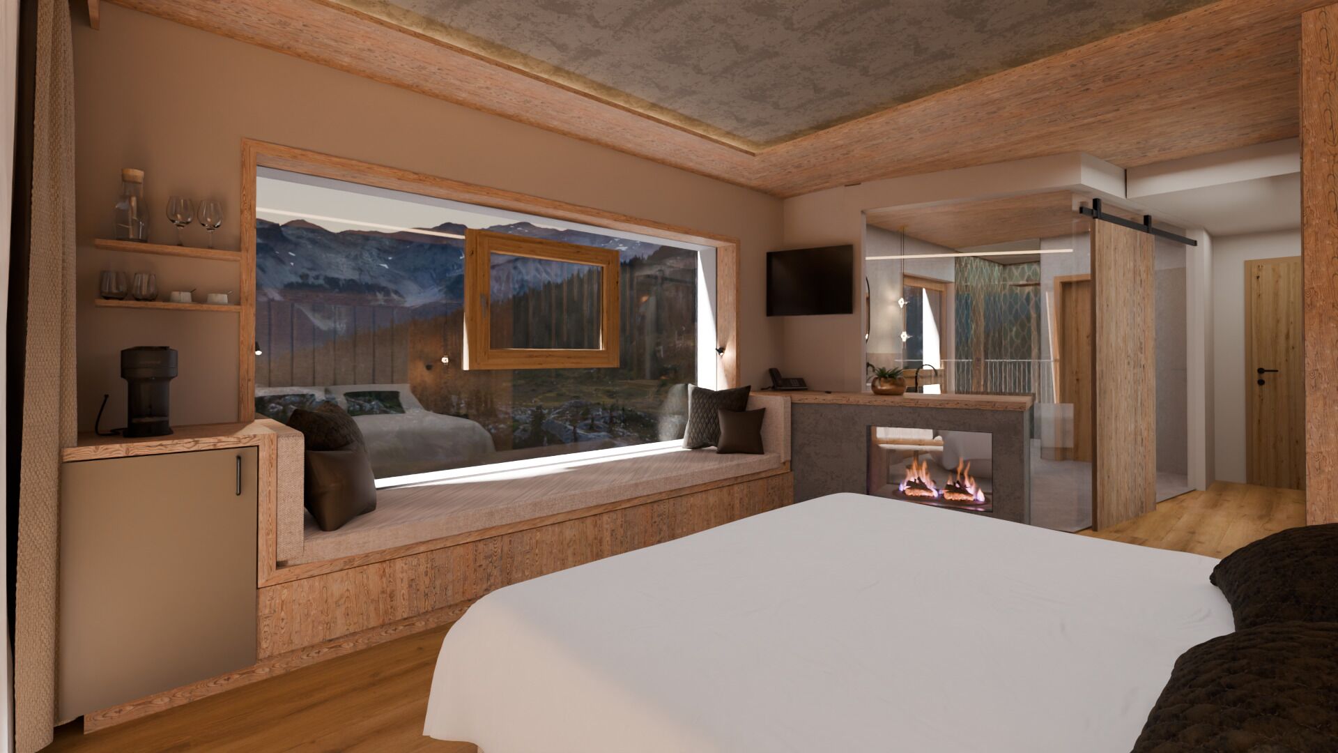 أغطية فراش متميزة وميني بار وخزنة داخل الغرفة وبديكورات فريدة لكل غرفة