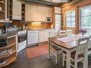 Fridge, microwave, dishwasher, high chair