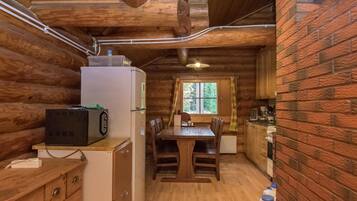 Fridge, microwave, cookware/dishes/utensils