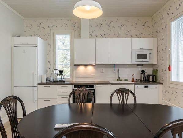 Fridge, microwave, dishwasher, high chair