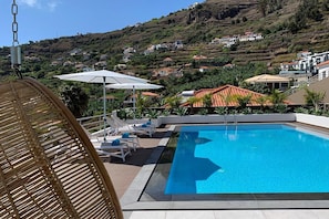 Outdoor pool, pool loungers