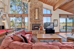 House, Multiple Beds, Hot Tub, Mountain View (1858) | Living area | Fireplace - Lakeside Memories #1858 (Big Bear Lake)