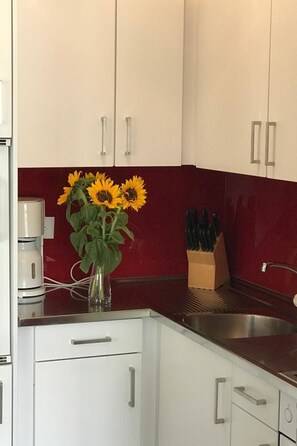 Fridge, cookware/dishes/utensils