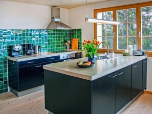 Fridge, oven, dishwasher, high chair