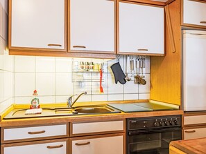 Fridge, oven, cookware/dishes/utensils