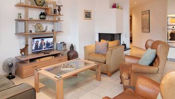 Fernseher, Kamin, DVD-Player