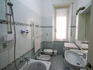 Secador de cabelo, toalhas de banho