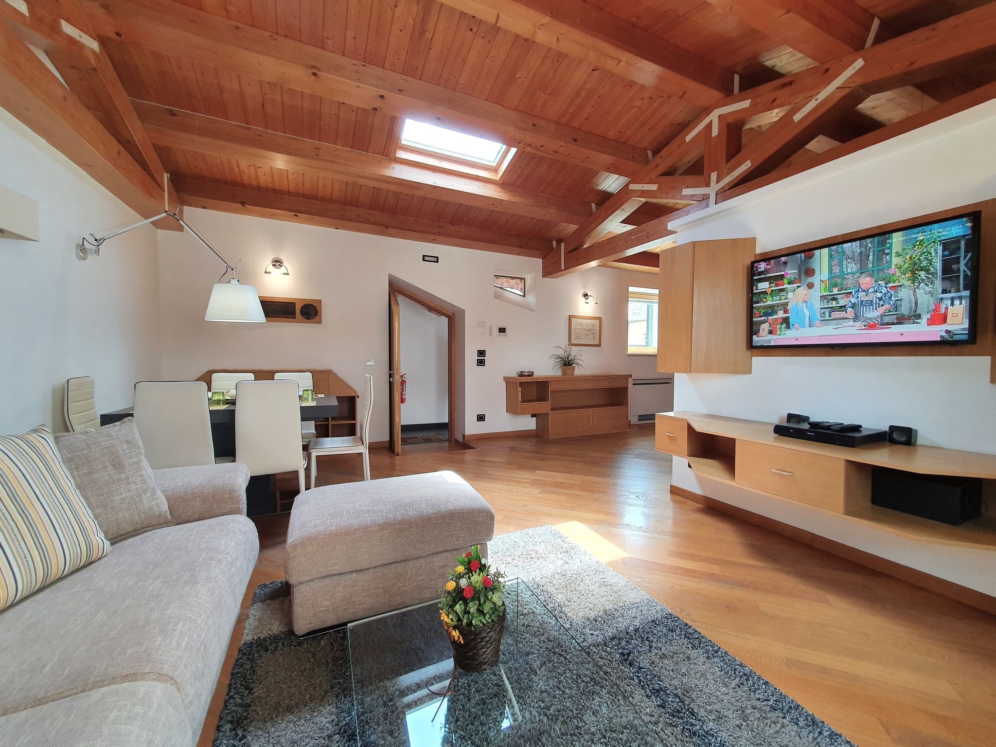 Flat-screen TV, DVD player