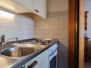 Fridge, microwave, oven, high chair