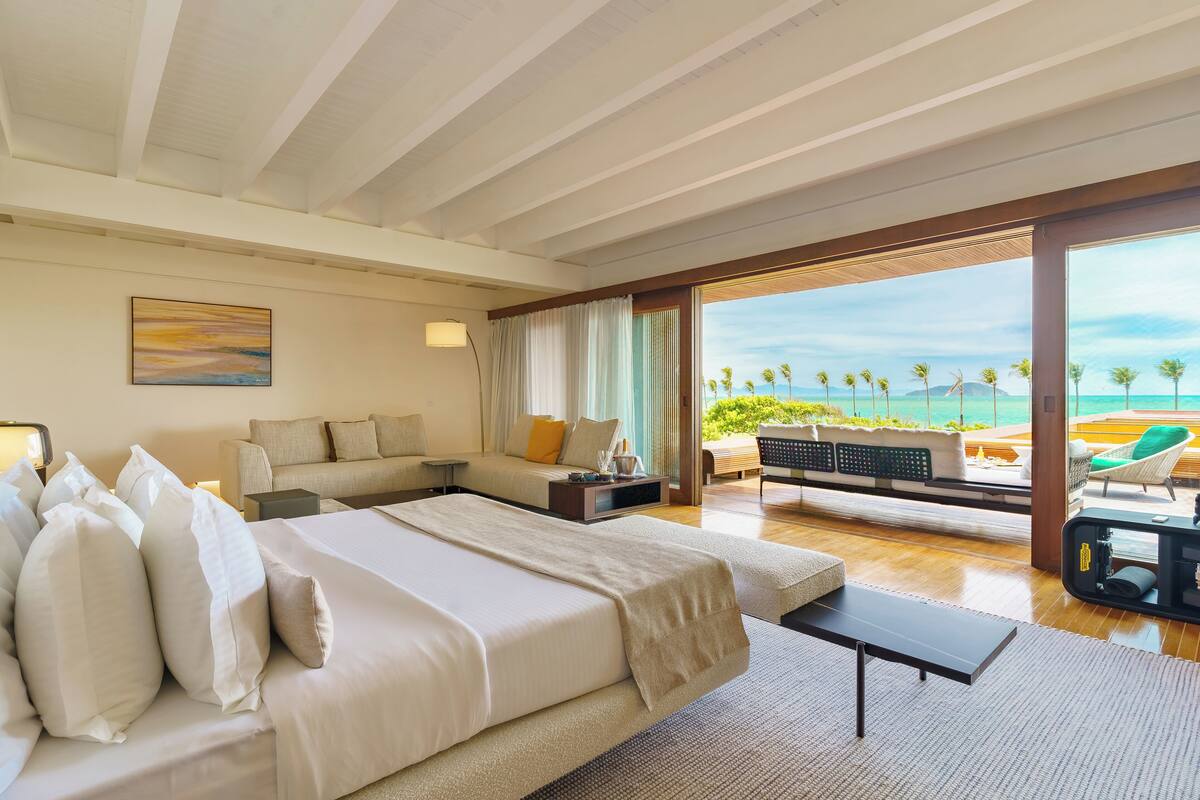 Presidencial Suite Ocean View | Draps en coton égyptien, literie de qualité supérieure, surmatelas
