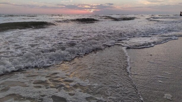 A beach with waves gently lapping onto the shore. - Beautiful condo for families, couples, and friends. (Madeira Beach)