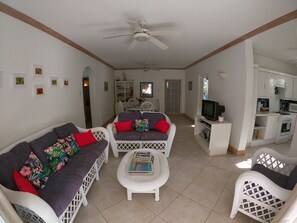 Smart TV, DVD player, books, stereo